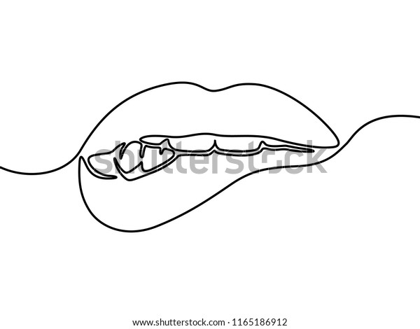 Lips Bite Her Lip Continuous Line Stock Vector Royalty Free 1165186912 8378