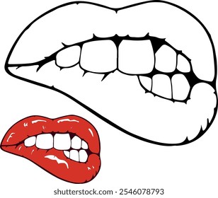 lips bite vector cute clipart cartoon