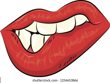 lips, bitten lower lip