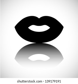Lips black glossy icon