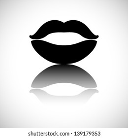 Lips black glossy icon