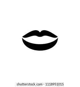 Lips black icon concept. Lips flat  vector symbol, sign, illustration.