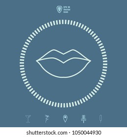 lips black Line vector icon. Flat design style
