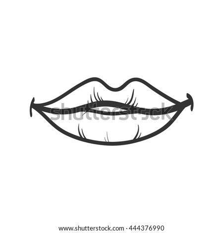 Lips Black On White Vector Illustration Stock Vector (Royalty Free