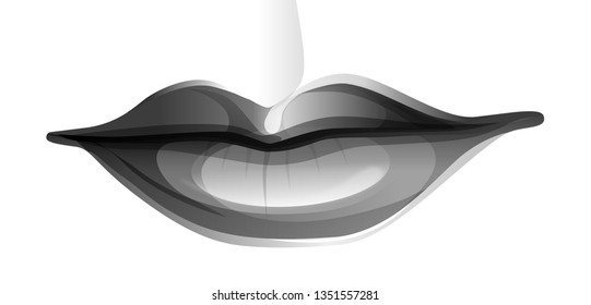Lips. Black and white image