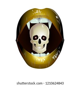 Lips are black with yellow with skulllips