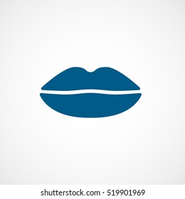 Lips Blue Flat Icon On White Background