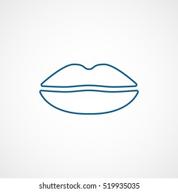 Lips Blue Line Icon On White Background
