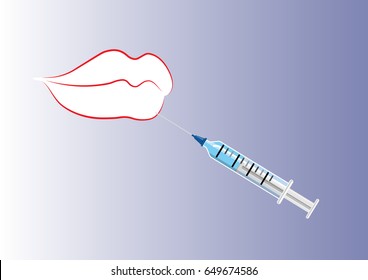 Lips and botox or filler injection