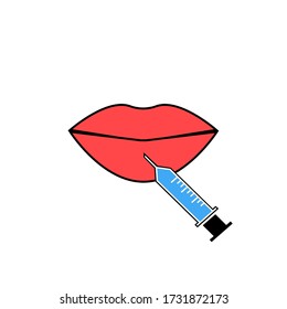 Lips And Botox Injection Isolated On White