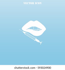 Lips and botox injection vector icon.