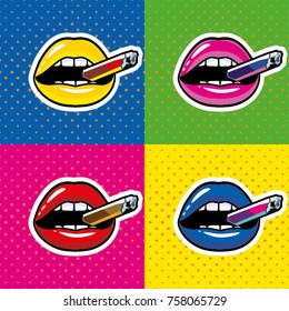 lips with cigar pop art