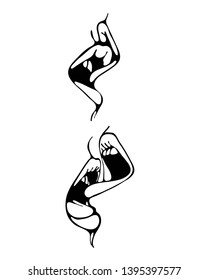 Lips close-up digital illustration hand drawn
