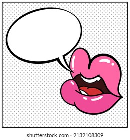 Lips closeup. vector illustration pop art style