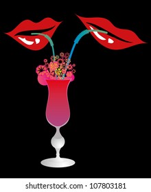 lips and cocktail