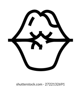 Lips with a cold sore - herpes simplex - illustration showing a blistered, inflamed area on the mouth to represent viral infection, symptom, medical condition and care guidance