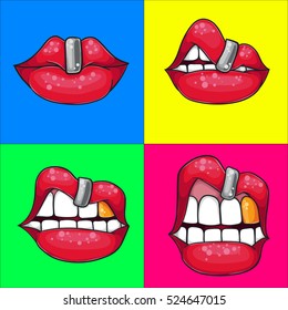 Lips with colorful background