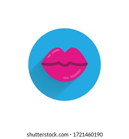 labios colorido icono plano con una larga sombra. icono de beso plano