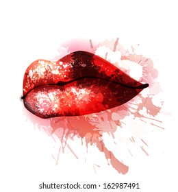 Lips with colorful splashes