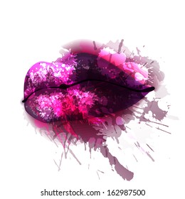 Lips with colorful splashes