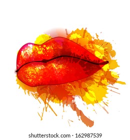 Lips with colorful splashes