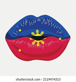 Lips with the colors of the Philippines Flag