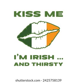 Lips coloured in Irish flag colours. Vector illustration.