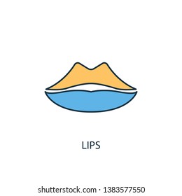 lips concept 2 colored line icon. Simple yellow and blue element illustration. lips concept outline symbol design
