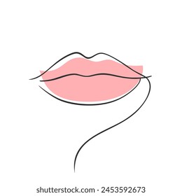 Labios. Dibujo de Vector minimalista de arte de una línea continua sobre un fondo blanco.