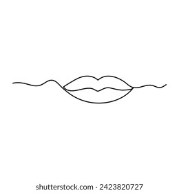 Lips  continuous one line drawing of kissing day outline vector illustration