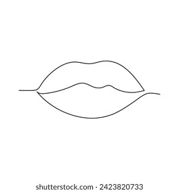 Lips  continuous one line drawing of kissing day outline vector illustration