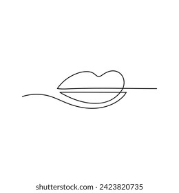 Lips  continuous one line drawing of kissing day outline vector illustration