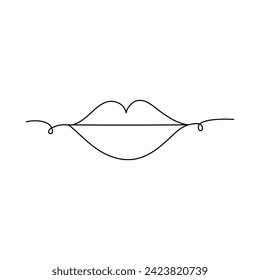 Lips  continuous one line drawing of kissing day outline vector illustration