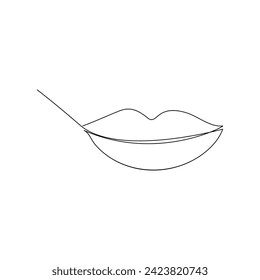 Lips  continuous one line drawing of kissing day outline vector illustration