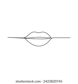 Lips  continuous one line drawing of kissing day outline vector illustration