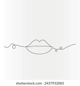 Lips  continuous one line drawing of kissing day outline vector illustration
