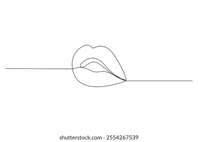 Lips continuous one line drawing. Woman lips logo on white background Vector illustration 