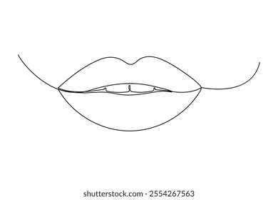 Lips continuous one line drawing. Woman lips logo on white background Vector illustration 