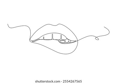 Lips continuous one line drawing. Woman lips logo on white background Vector illustration 