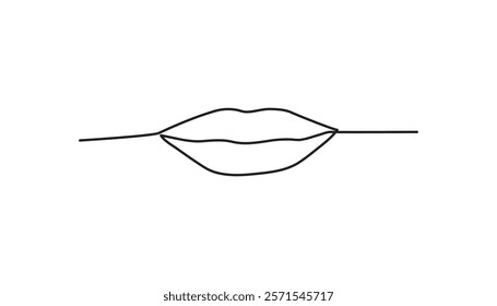 lips continuous one line drawing art
