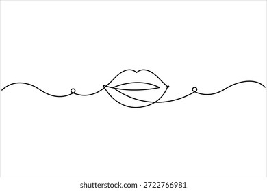 Labios continuos de una línea de diseño de arte de dibujo