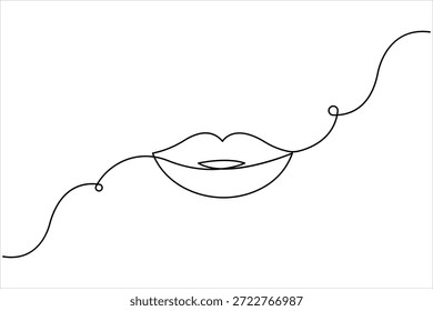 Lábios contínuos uma linha desenho arte