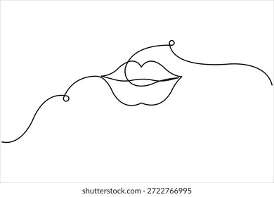 Lábios contínuos uma linha desenho arte