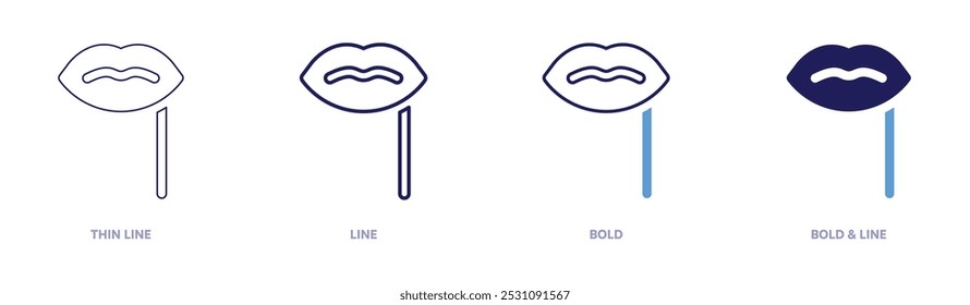 Lips costume mask icon in 4 different styles. Thin Line, Line, Bold, and Bold Line. Duotone style. Editable stroke.