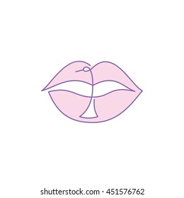 lips crane bird silhouette vector logo in abstract line style