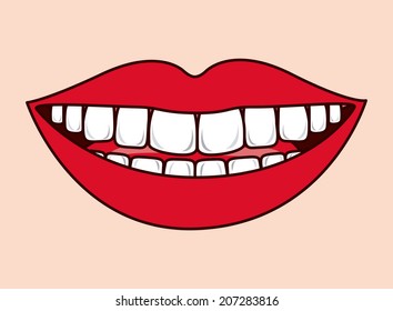 Lips  design over peach background, vector illustration