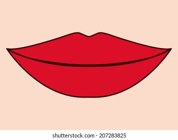 Lips  design over peach background, vector illustration