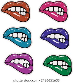 Lips Different color Shades vector