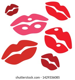 

lips of different colors with white highlights. Lipstick on the lips.