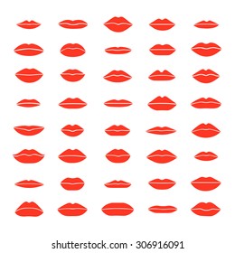 Lips Different Form Set Red Lips Stock Vector (Royalty Free) 306916091